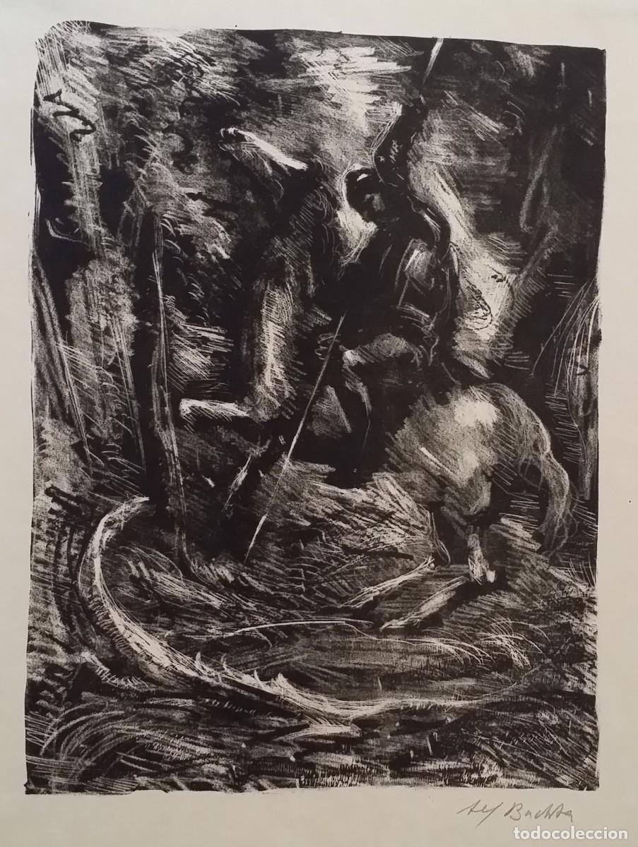 Arte: Alfred Buchta (1880-1952) / San Jorge, litograf&iacute;a firmada, 1921 / POST-IMPRESIONISMO