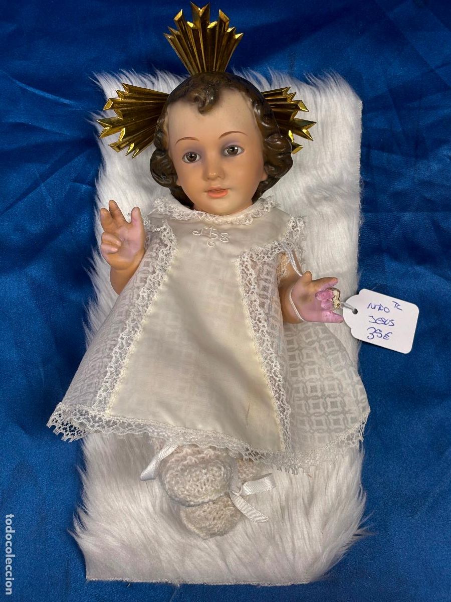 Arte: Ni&ntilde;o Jesus de Olot, marcado Arte modelo - 25 cm
