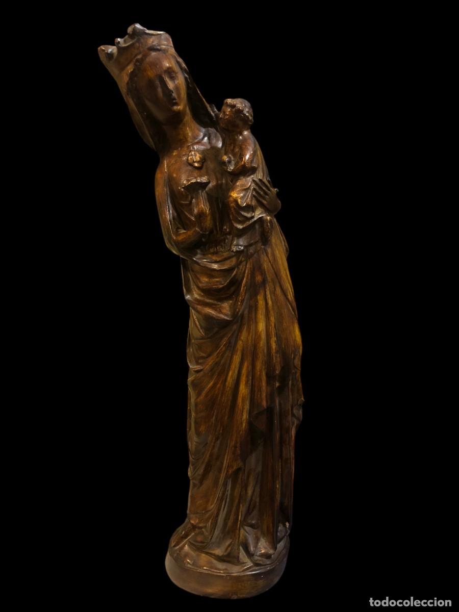 Arte: magnifica virgen estilo gotico en yeso policromado