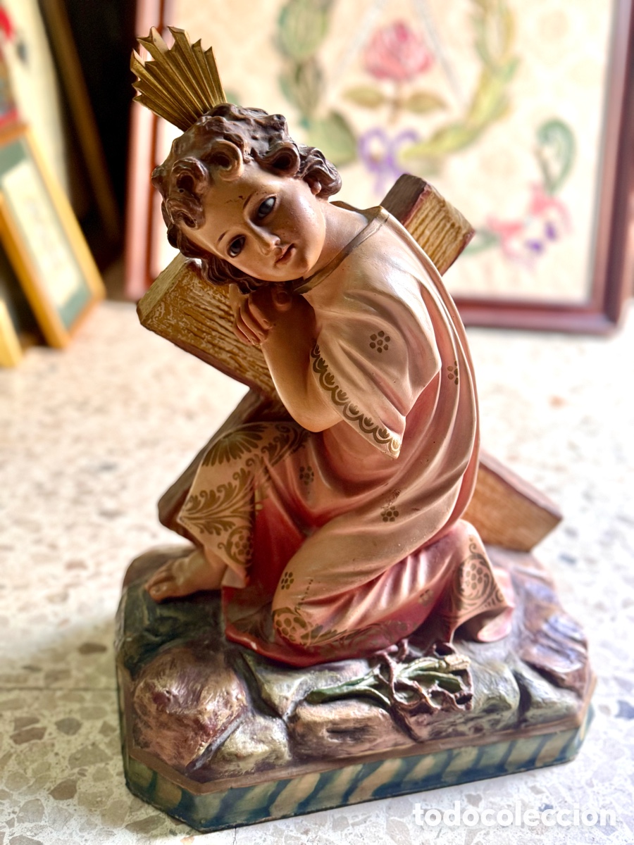 Arte: Ni&ntilde;o jesus con cruz.40 cm aprox. Sellado