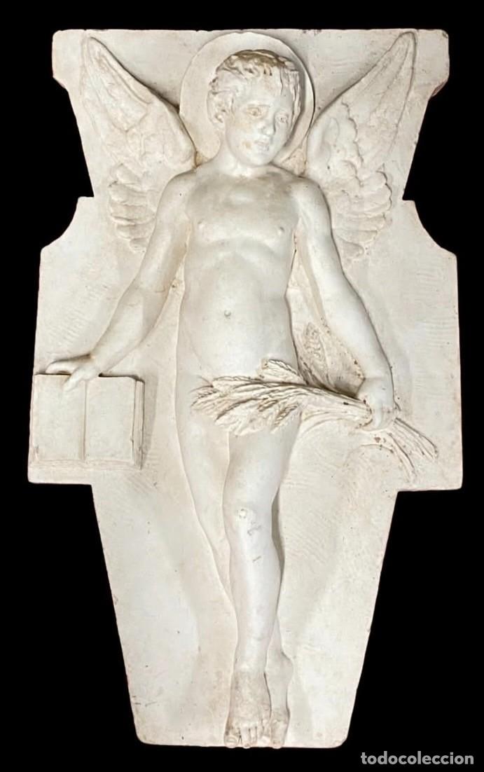 Arte: Importante y antiguo &aacute;ngel de la guarda de Carlos Palao Ortubia (1857-1934). 55x34x9