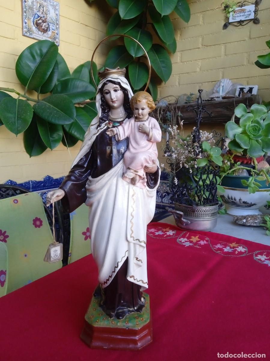 Arte: Figura imagen antigua religiosa Virgen del Carmen de Olot