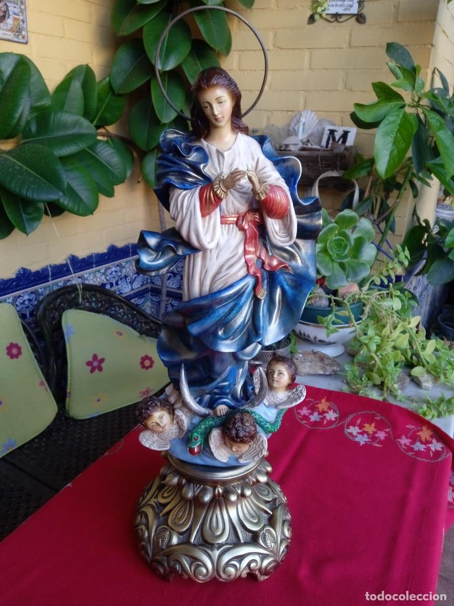 Arte: Figura Imagen antigua religiosa de Virgen Inmaculada