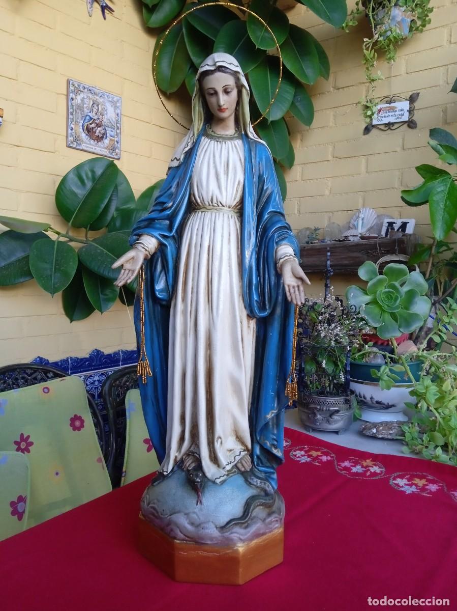 Arte: Figura Imagen antigua religiosa de Virgen Inmaculada Milagrosa