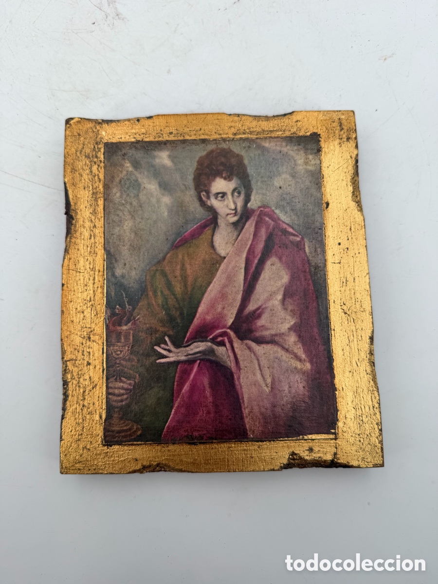 Arte: Icono Antiguo con Madera Dorada - Foto 3