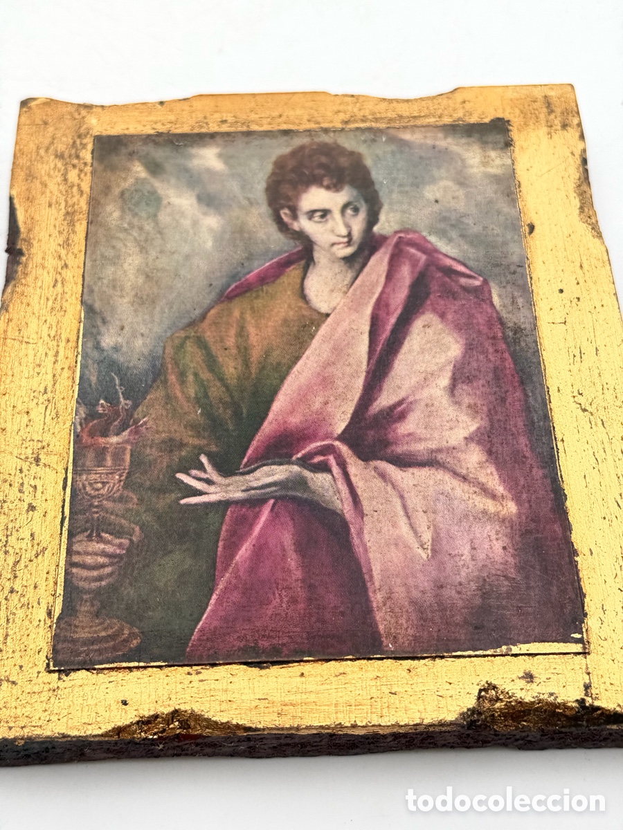 Arte: Icono Antiguo con Madera Dorada - Foto 4