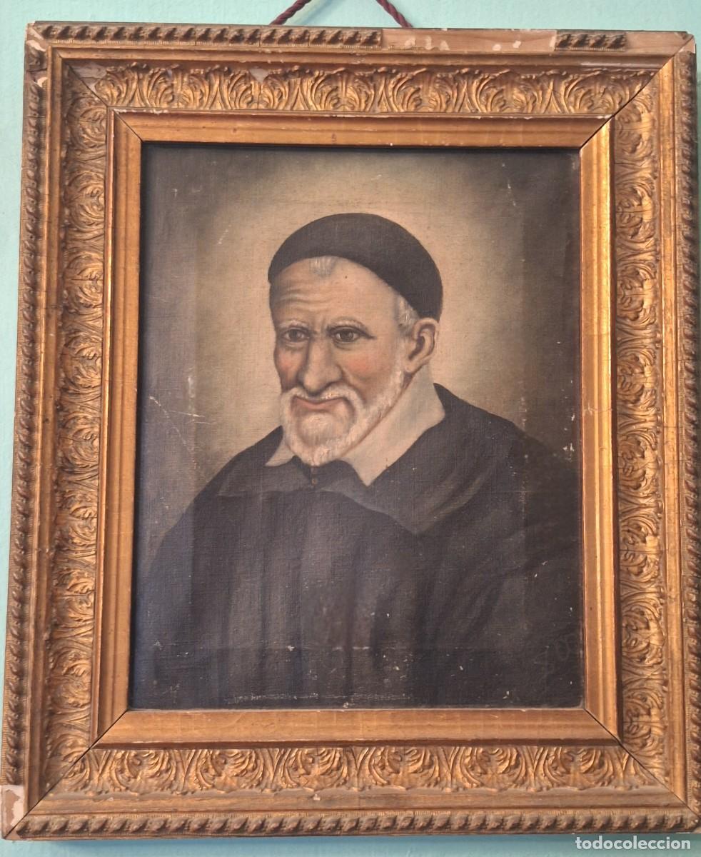 Arte: RETRATO AL OLEO SAN VICENTE DE PAUL