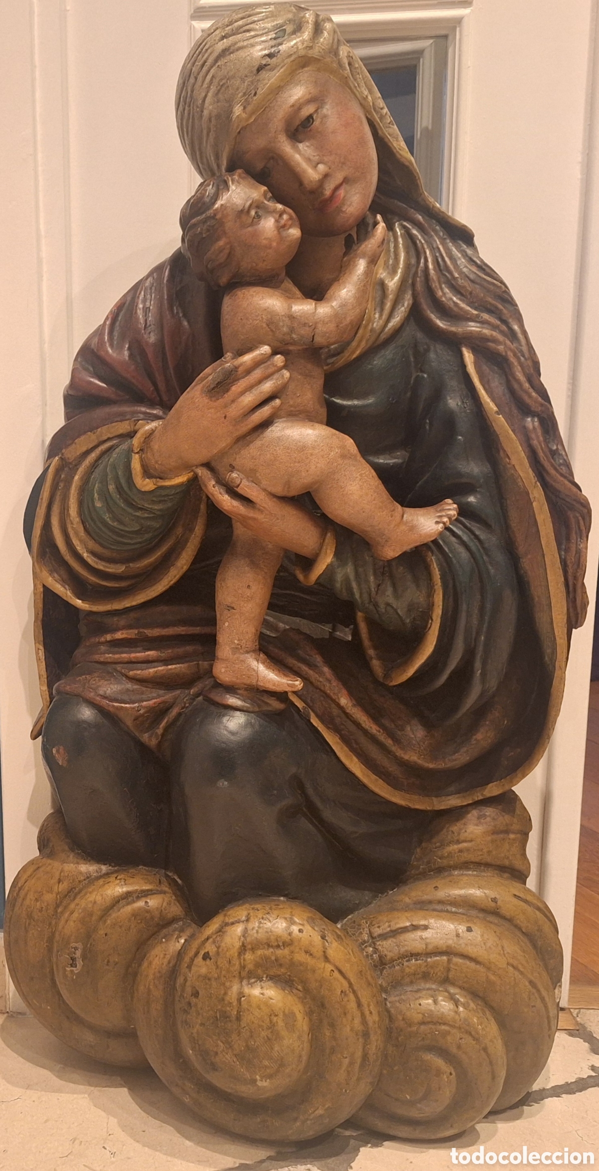 Arte: VIRGEN CON EL NI&Ntilde;O. ESCUELA ESPA&Ntilde;OLA CIRCA 1800.