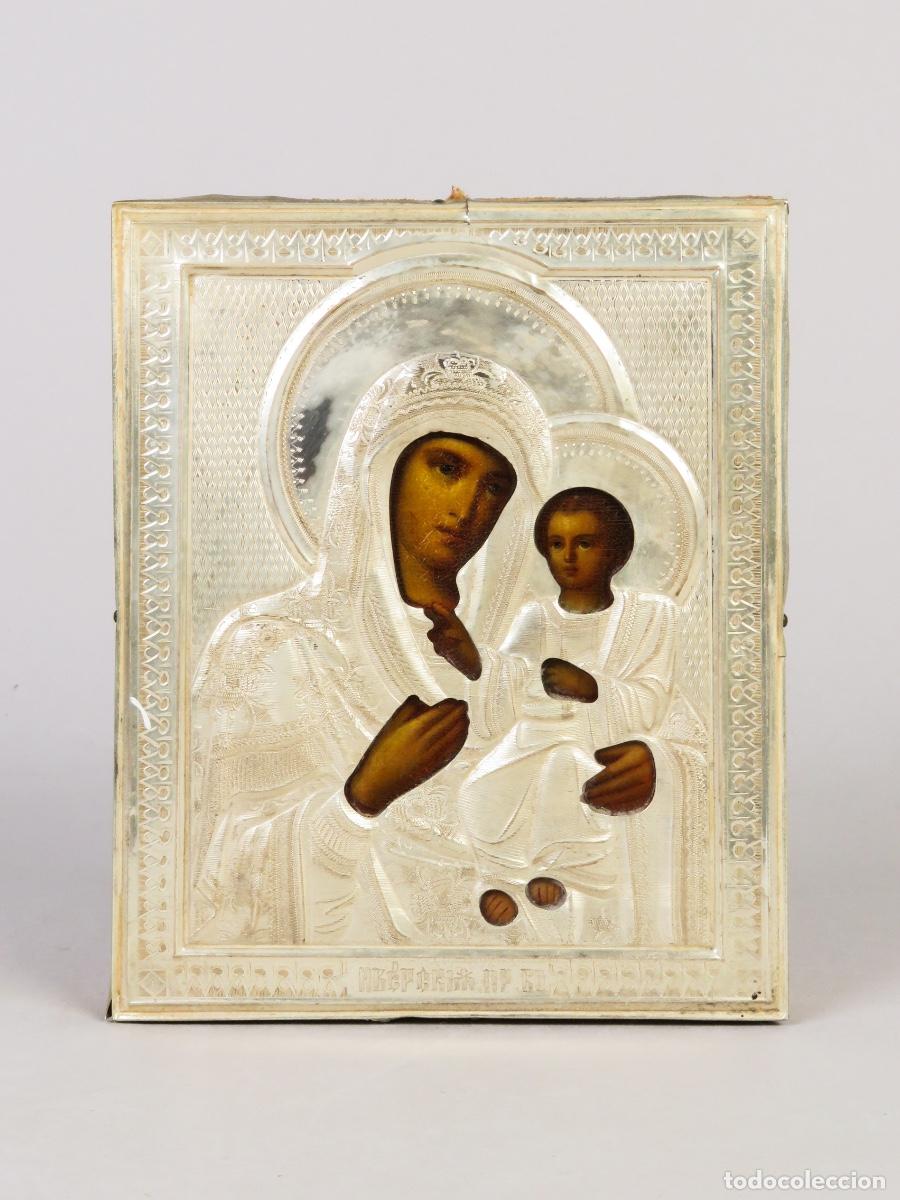 Arte: Icono ruso de la virgen de Kaz&aacute;n en plata punzonada