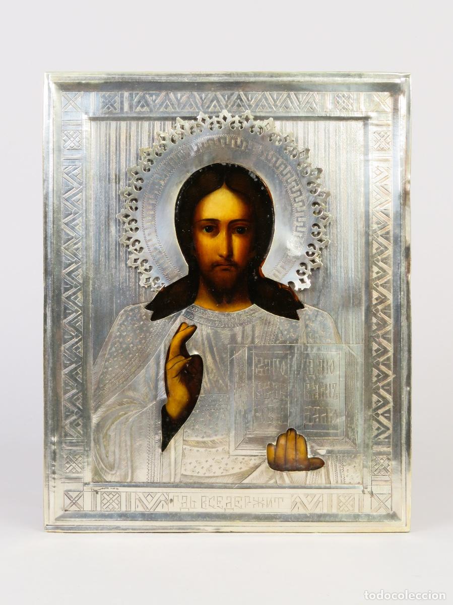 Arte: Icono ruso de Cristo Pantocr&aacute;tor finales siglo XIX