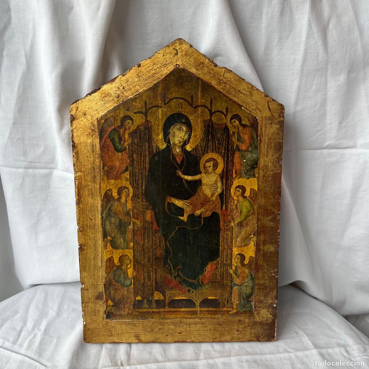 Arte: Pintura Tabla en Hastial. R&eacute;plica de la &rdquo;Madonna Rucellai&rdquo; de Duccio (1285). Estilo G&oacute;tico Toscano.