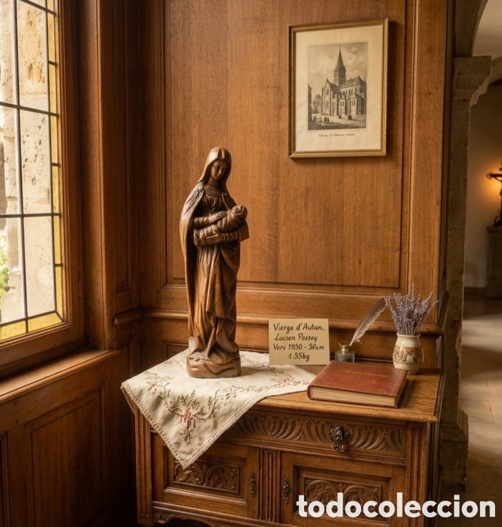 Arte: Figura Virgen con Ni&ntilde;o Jes&uacute;s - Lucien Pessey (Autun) - Vintage 30cm / 1,35kg