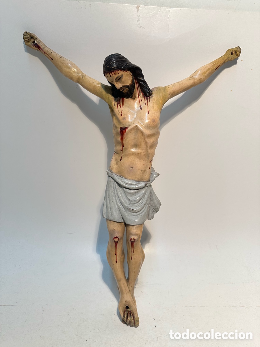 Arte: PRECIOSO CRISTO DE TALLA MADERA. SIGLO XIX. 37 X 31CM.