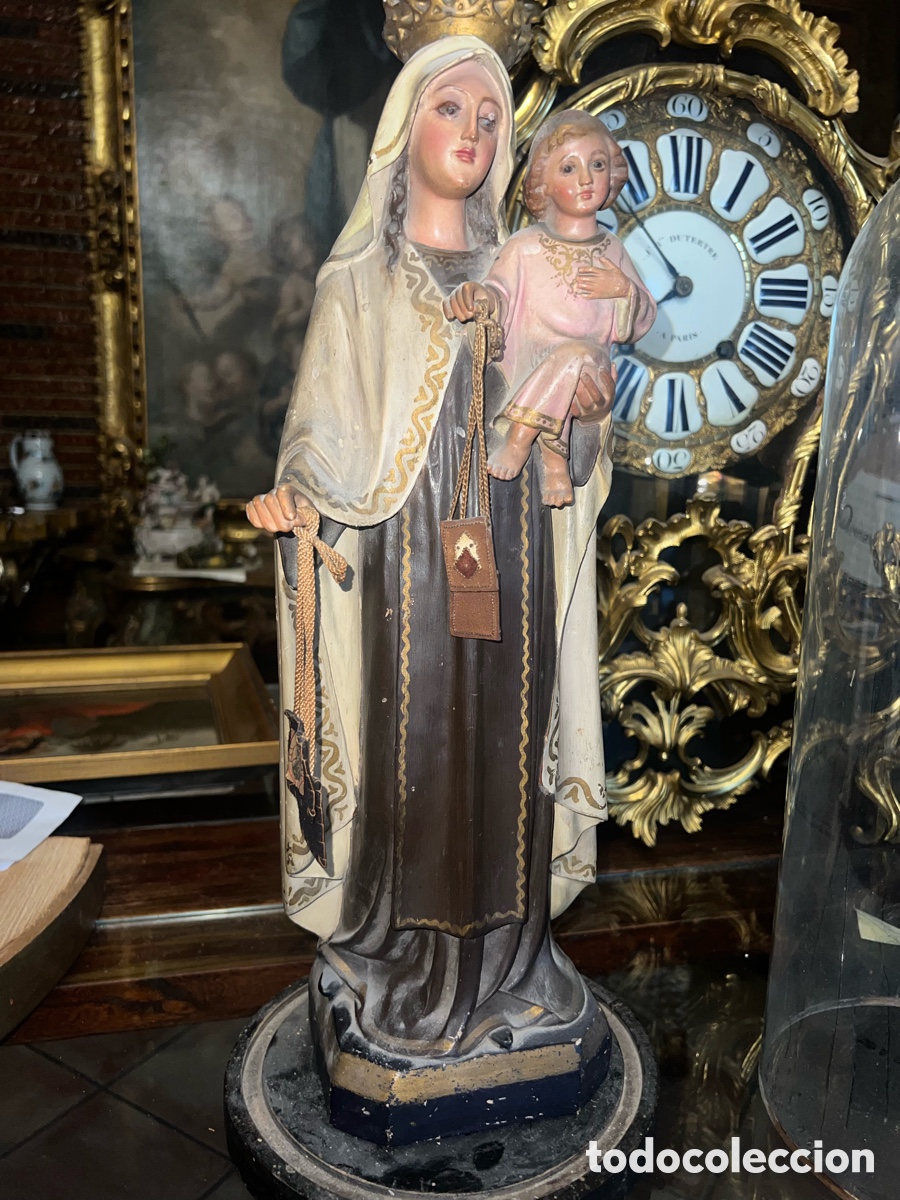 Arte: Imagen de la Virgen del Carmen siglo XIX Espa&ntilde;a Olot