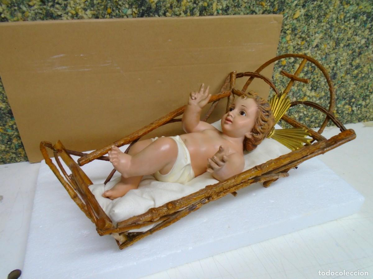 Arte: ANTIGUO NI&Ntilde;O JESUS EN LA CUNA,SELLO &rdquo;EL ARTE CRISTIANO&rdquo;OLOT.COMPLETO.