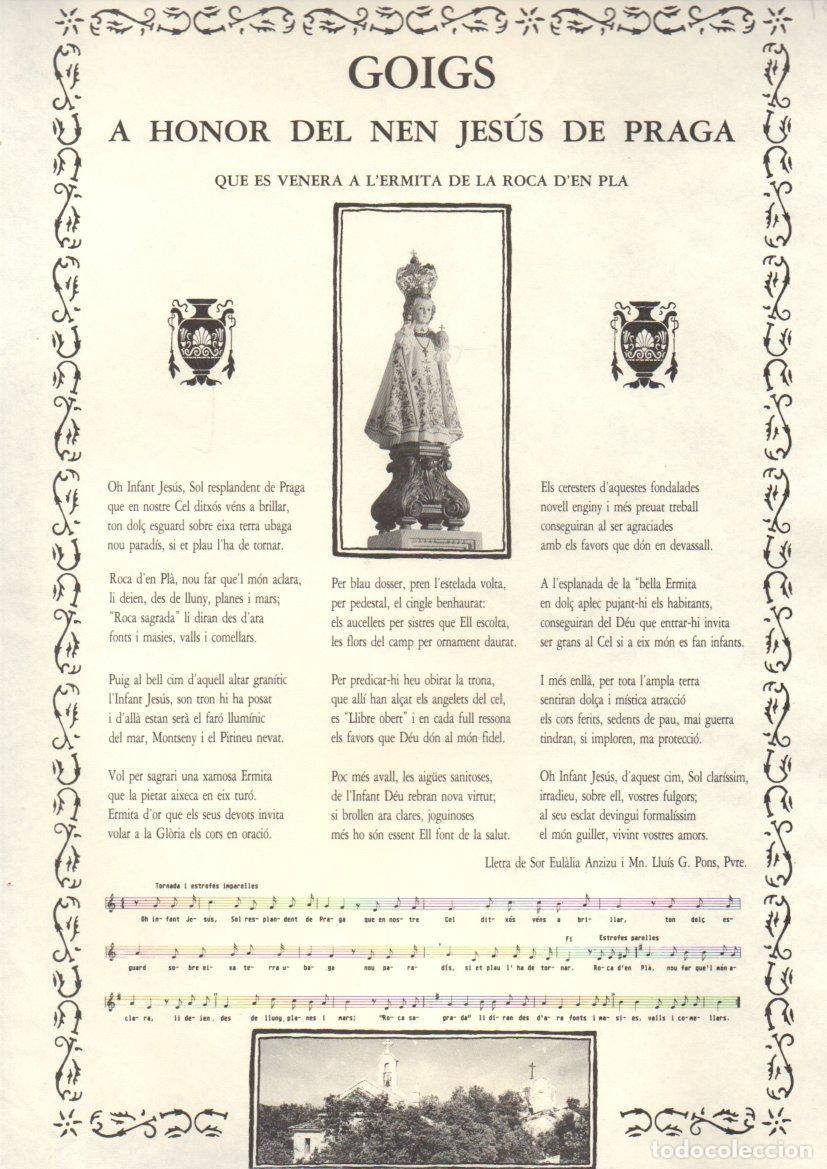 Arte: GOIGS A HONOR DEL NEN JES&Uacute;S DE PRAGA ERMITA ROCA D'EN PLA