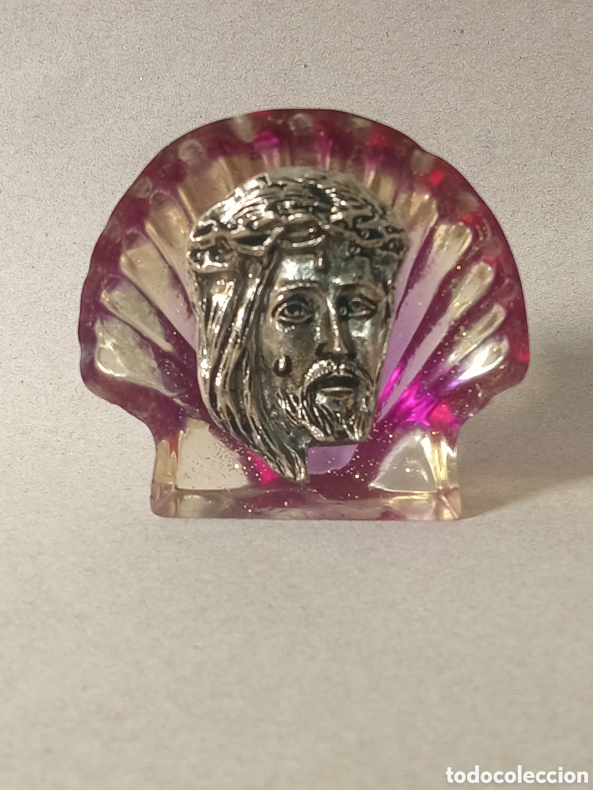 Arte: Figura Religiosa Rostro de Cristo en Concha de resina