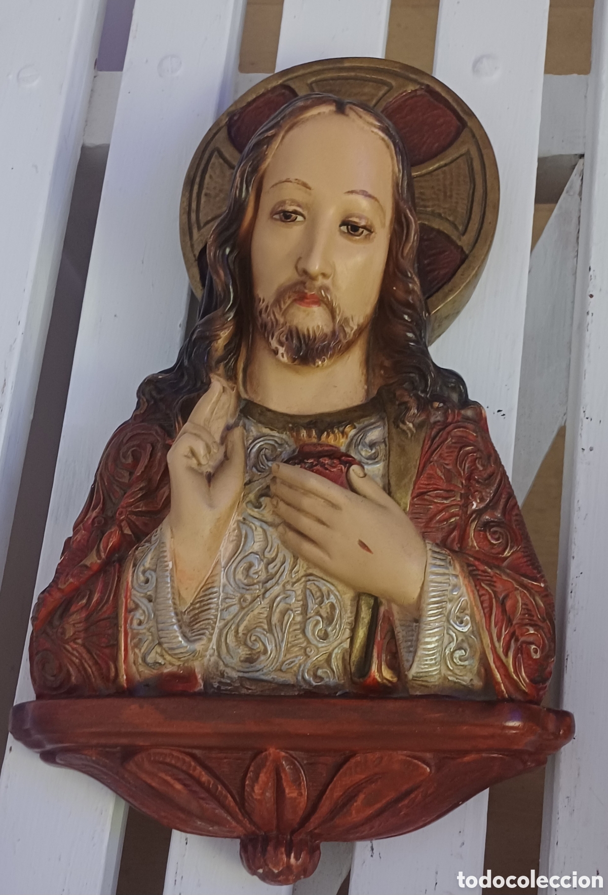 Arte: SAGRADO CORAZON DE JESUS PASTA MADERA 40 CM