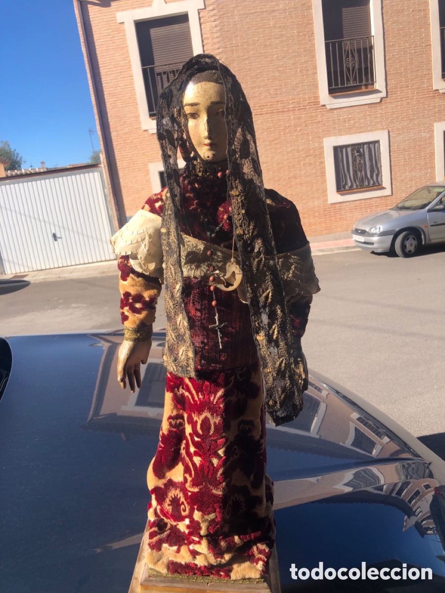 Arte: virgen de vestir cap i pota , madera cabeza y manos y estructura