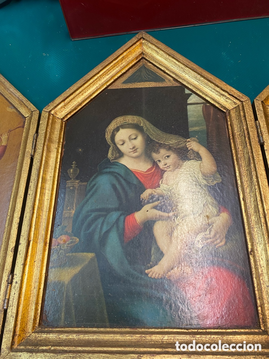 Arte: Tr&iacute;ptico religioso antiguo - Foto 2