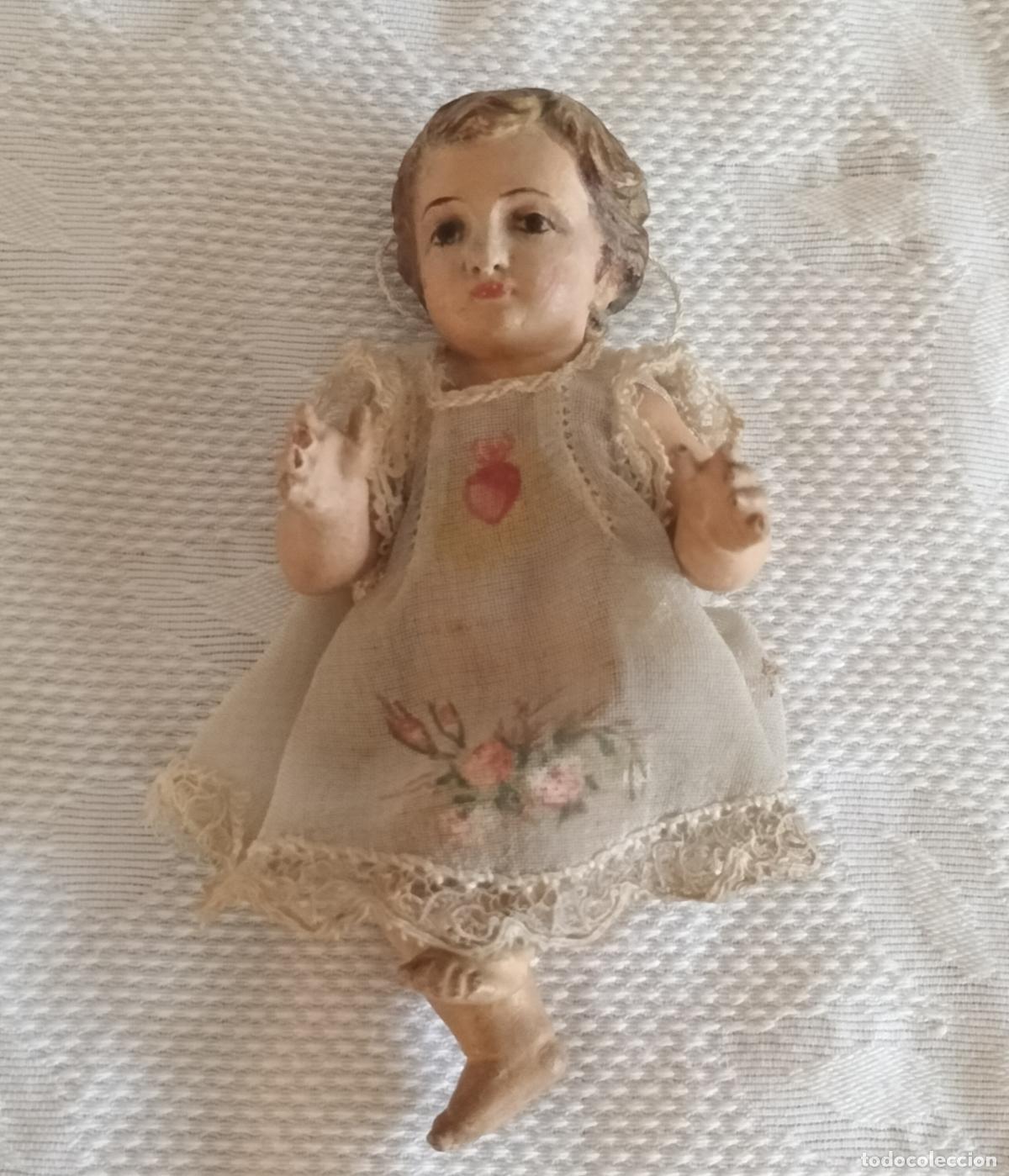 Arte: NI&Ntilde;O JES&Uacute;S DE PASTA DE MADERA VACIADA 11 CM.
