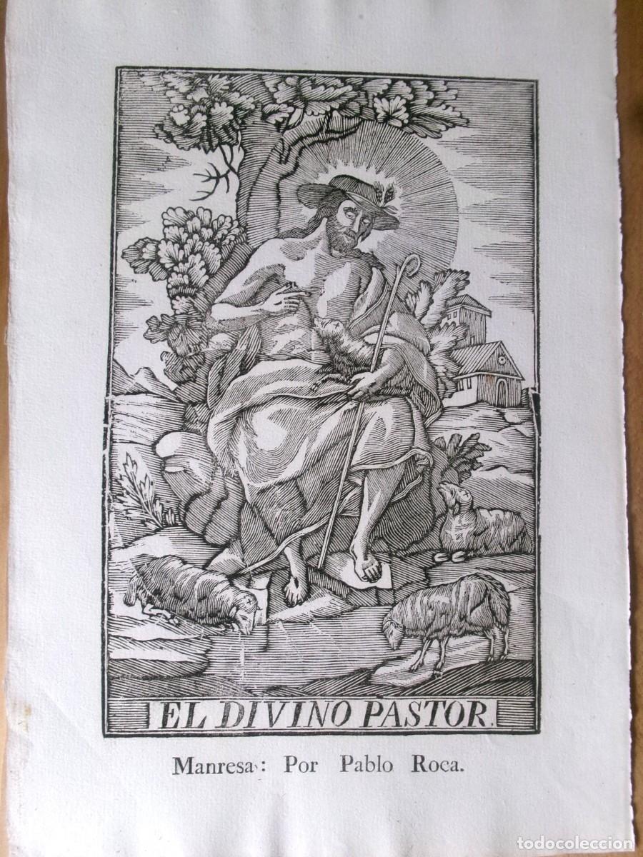 Arte: EL DIVINO PASTOR - GRABADO IMPRENTA PABLO ROCA DE MANRESA