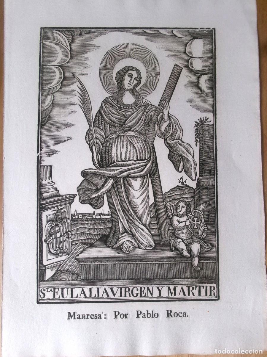 Arte: STA. EULALIA VIRGEN Y MARTIR - GRABADO IMPRENTA ROCA DE MANRESA