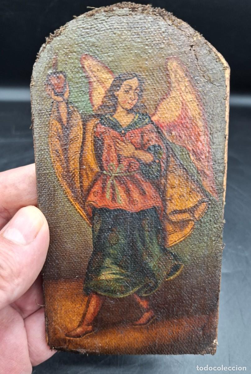 Arte: Oleo sobre tela de Arcangel estilo escuela colonial cuzque&ntilde;a