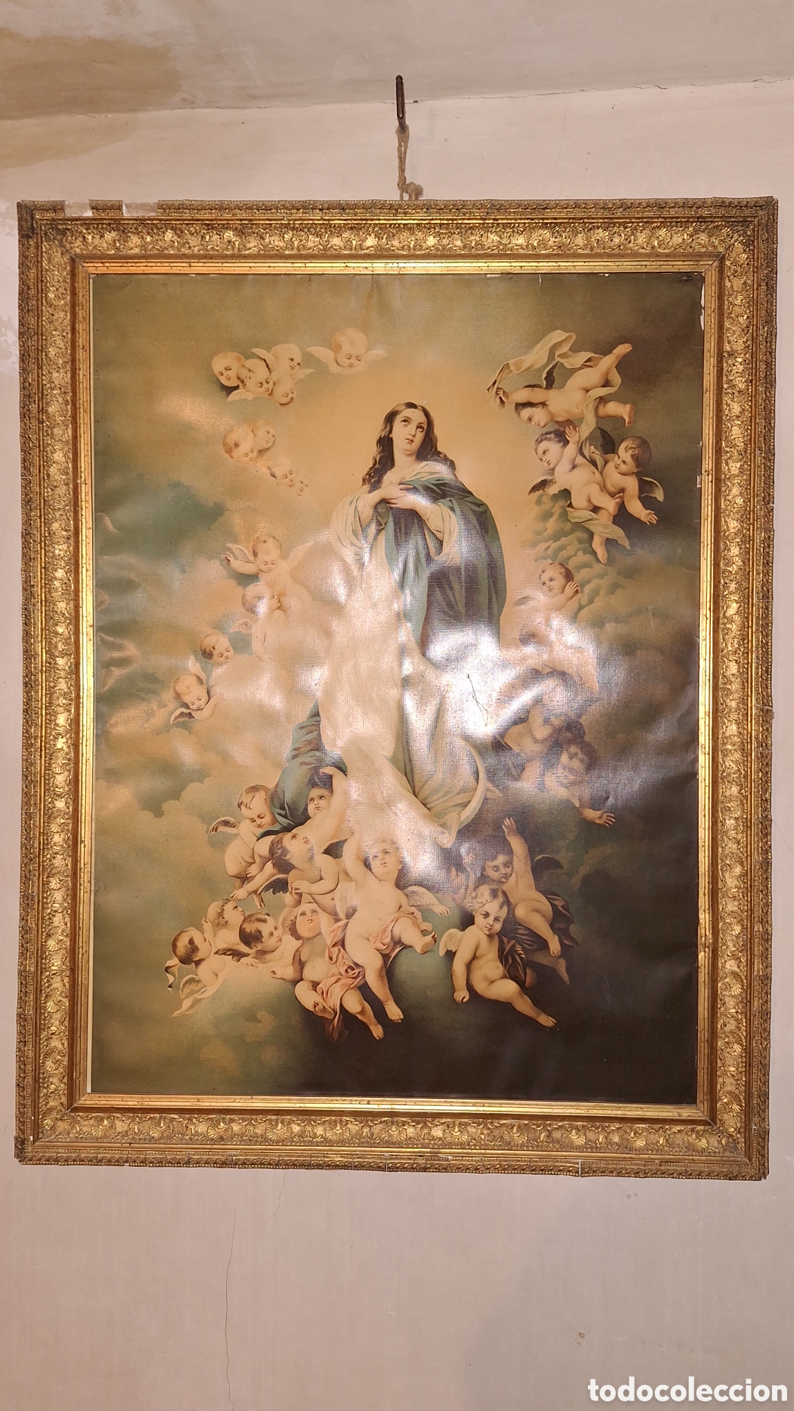 Arte: Cuadro de pintura Religiosa con marco dorado en muy buen estado
