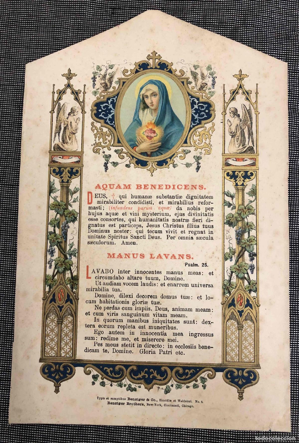 Arte: LITOGRAFIA RELIGIOSA LAVATORIO DE LAS MANOS. C.1920
