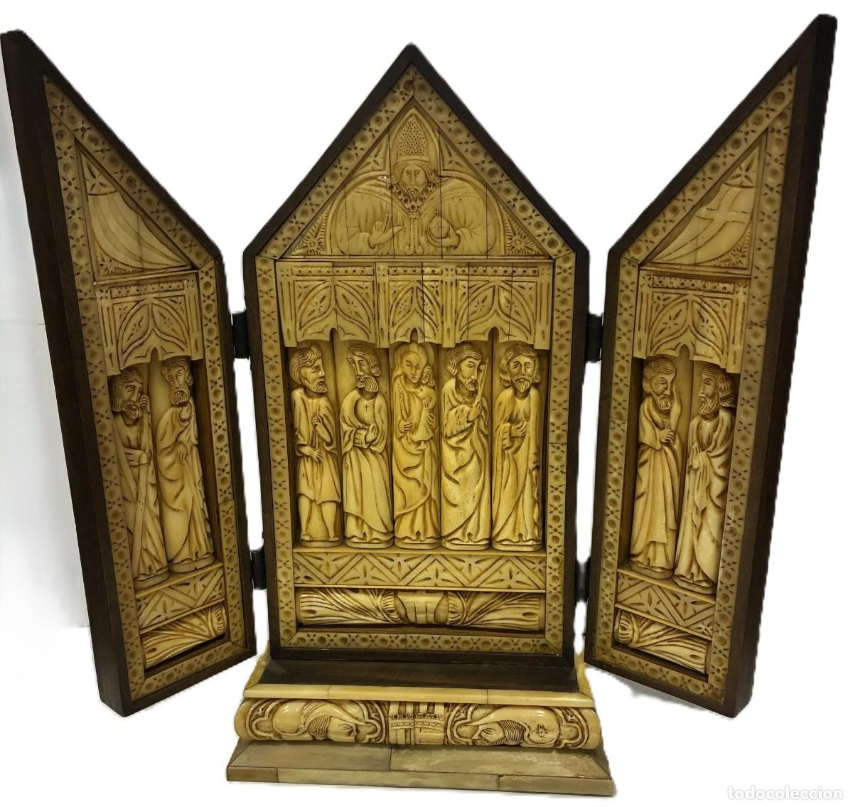 Arte: TR&Iacute;PTICO NEOG&Oacute;TICO DE HUESO Y MADERA SIGLO XIX