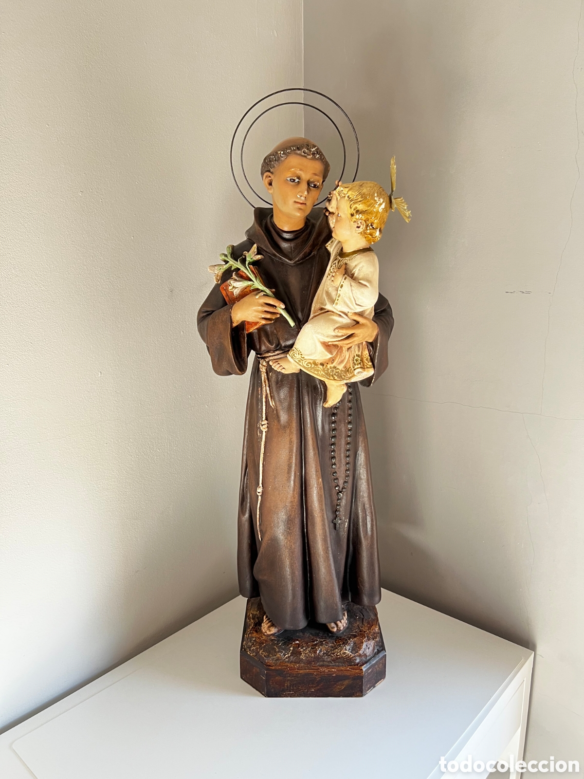 Arte: Gran estatua de 80 Cms , antigua San Antonio de Padua con Ni&ntilde;o Jes&uacute;s - El Arte Cristiano Olot