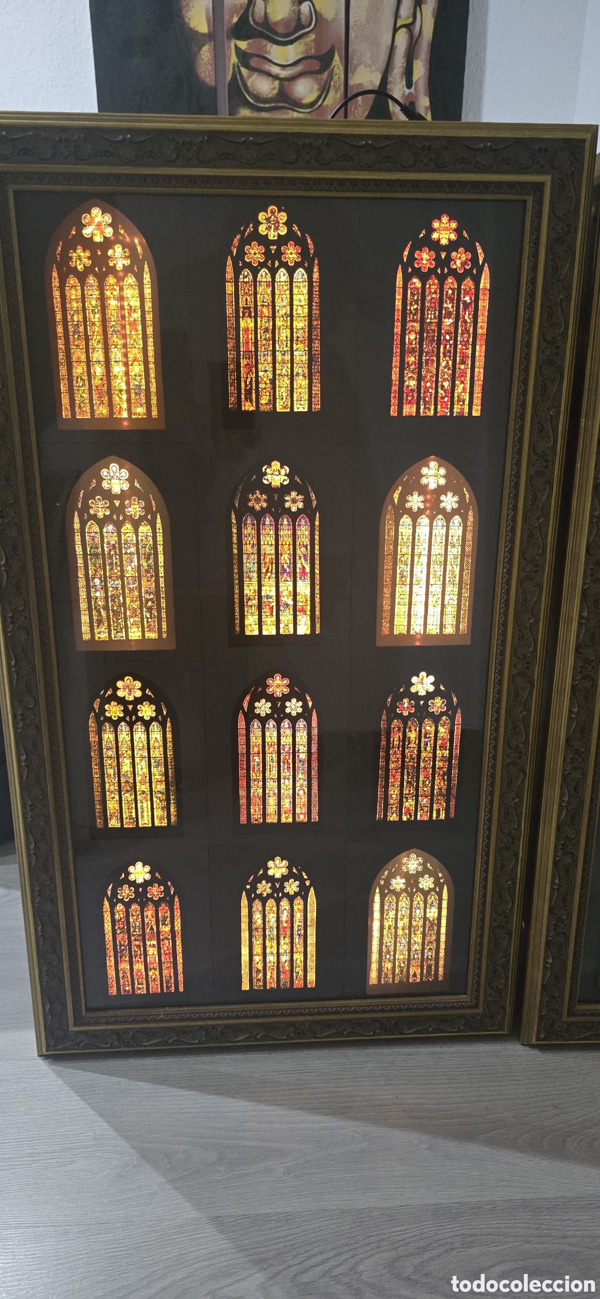 Arte: Cuadro con led vidrieras catedral de Le&oacute;n - Foto 2
