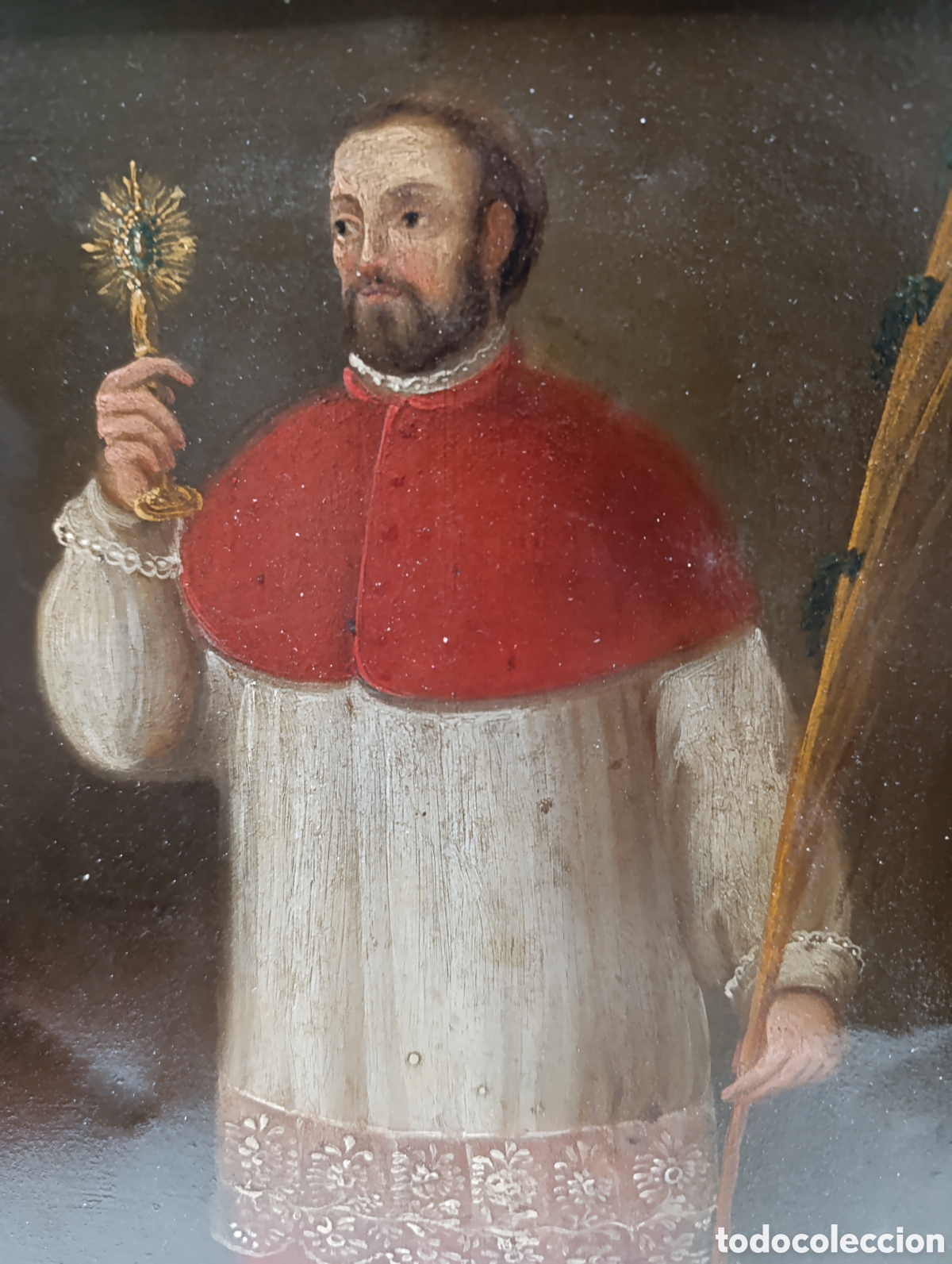 Arte: Antiguo &Oacute;leo sobre Chapa de San Ram&oacute;n Nonato - Siglo XIX - Retablo Devocional Mercedario