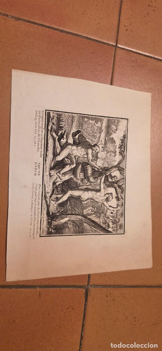 Arte: Precioso grabado antiguo franc&eacute;s la Ca&iacute;da del Hombre siglo XVIII