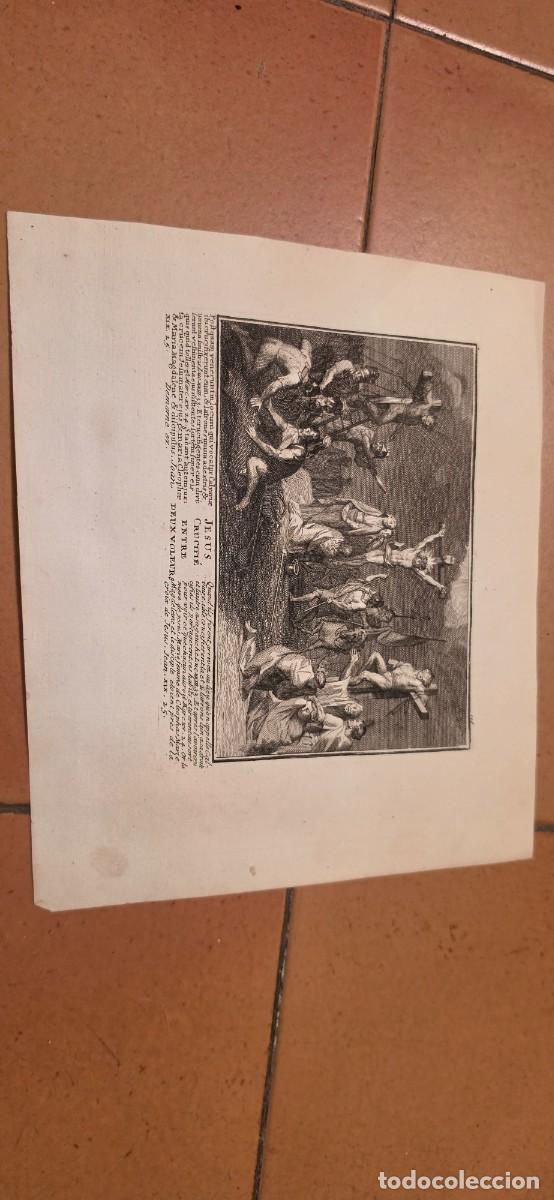 Arte: Precioso grabado antiguo franc&eacute;s Jes&uacute;s Crucificado entre Ladrones siglo XVIII
