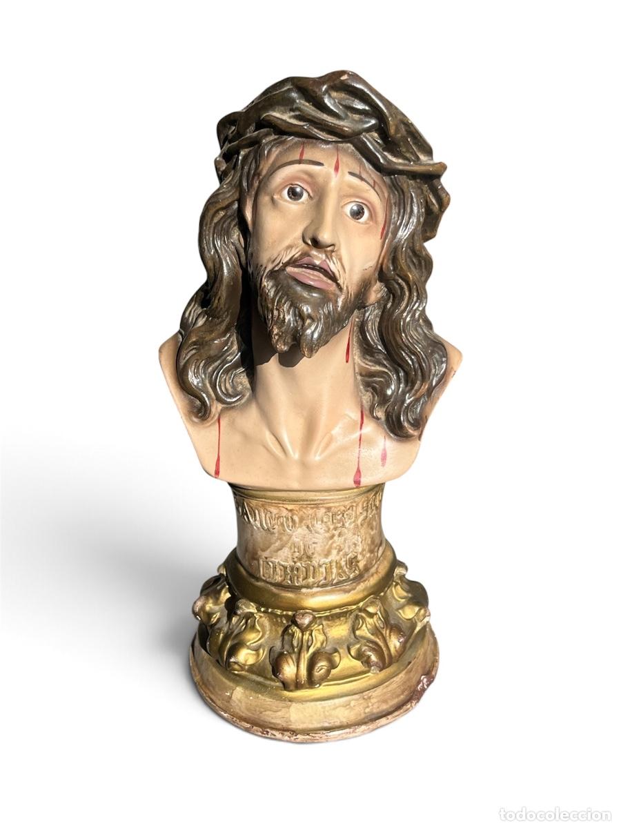 Arte: SANTO CRISTO DE LIMPIAS DE ESTUCO POLICROMADO OJOS DE CRISTAL.