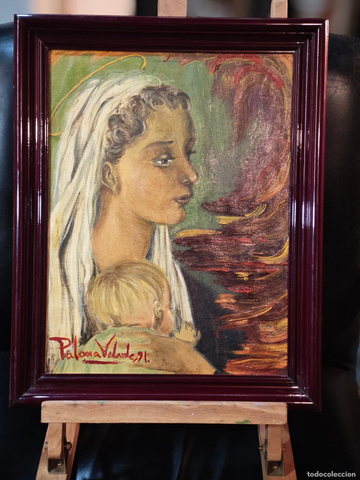 Arte: &Oacute;leo Original de Paloma Velarde (1991) - Maternidad Sagrada / Virgen con el Ni&ntilde;o Jes&uacute;s