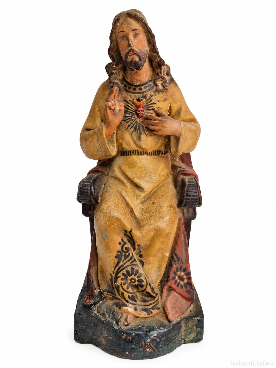 Arte: Sagrado Coraz&oacute;n de Jes&uacute;s Entronizado - Estuco Policromado - Talleres de Olot
