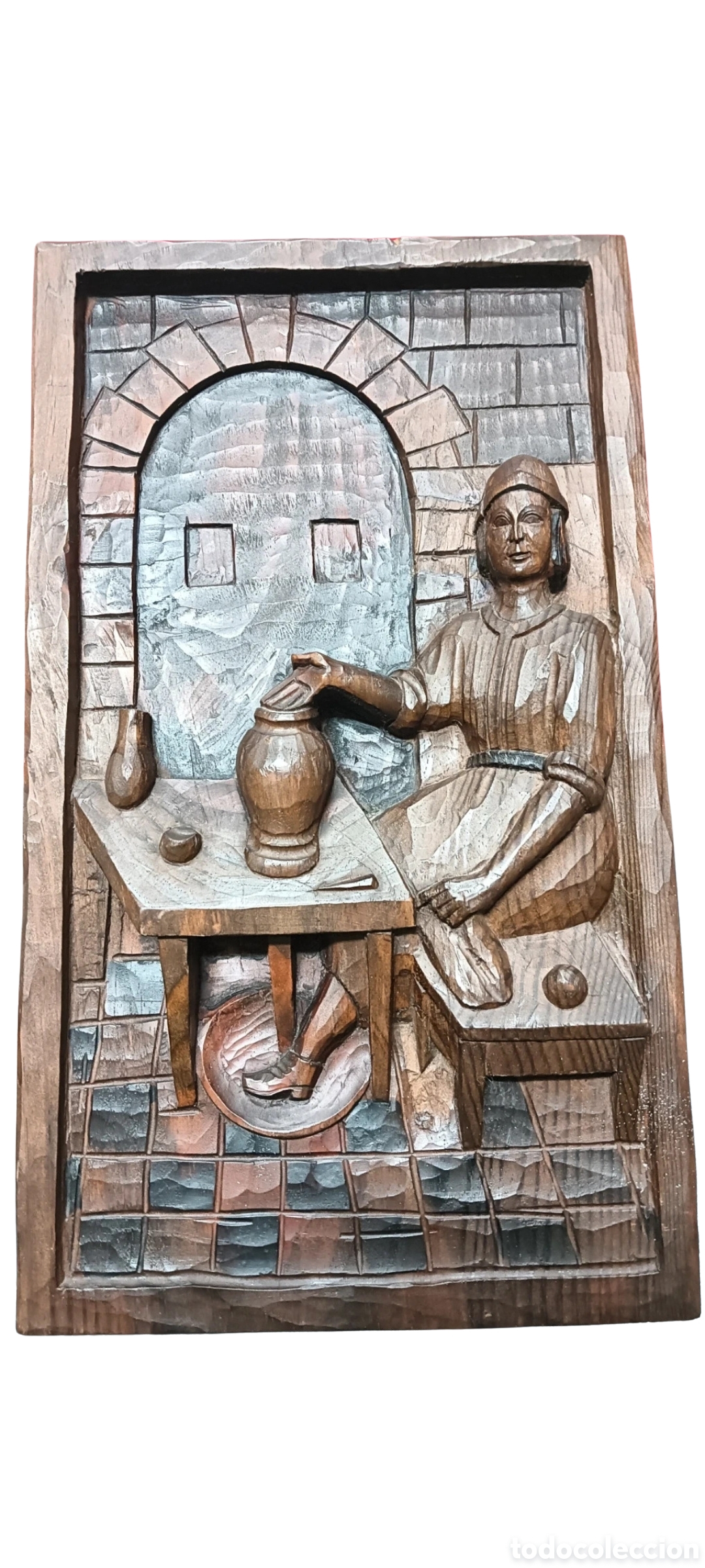 Arte: Grabado Relieve Madera Alfarero