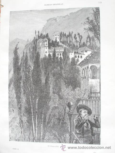 Arte: EL GENERALIFE GRANADA.GRABADO 24X16 - Foto 1