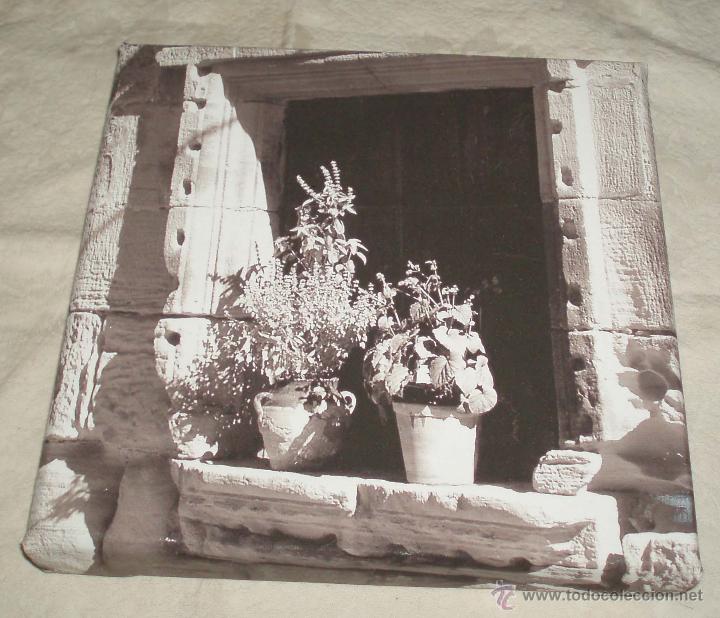 Arte: cuadro  sobre lienzo ventana castillo con macetas 20cms x 20cms - Foto 1