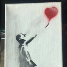 Arte: BANKSY CANVA DISMALAND GIRL WITH RED BALLOON. Lote 359250725