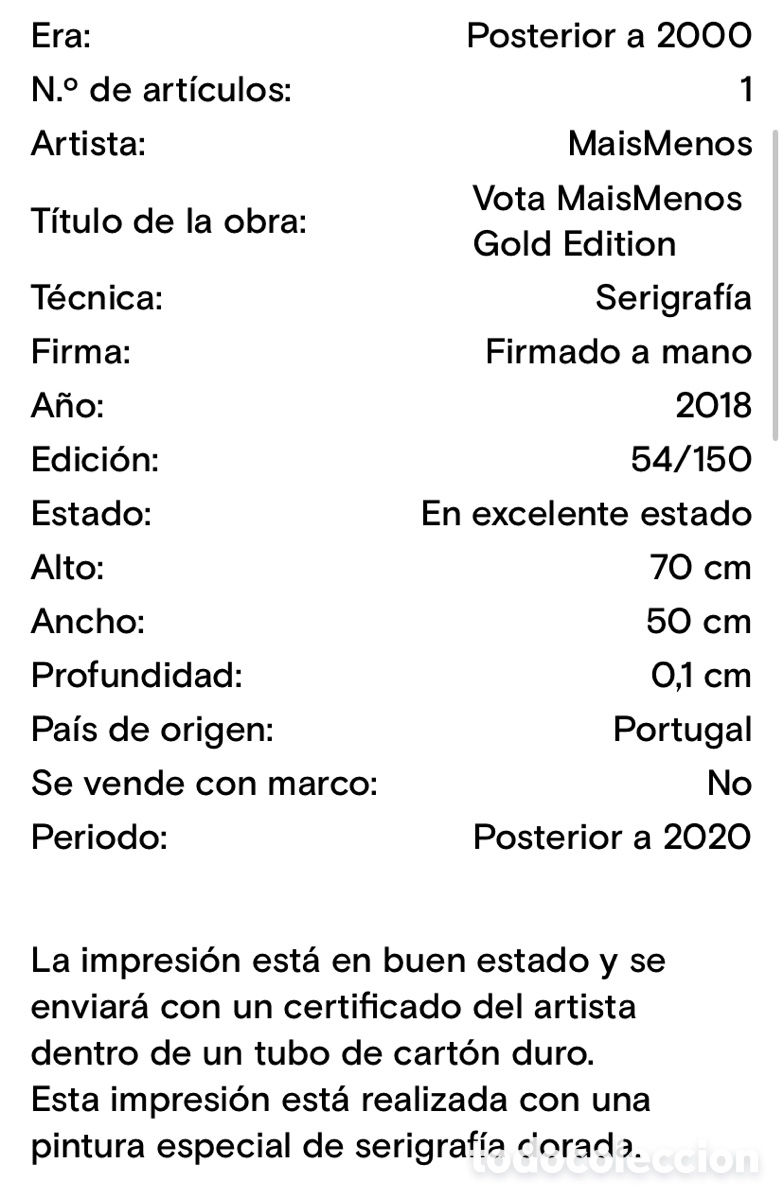 Arte: Serigraf&iacute;a MaisMenos gold edition - Foto 2