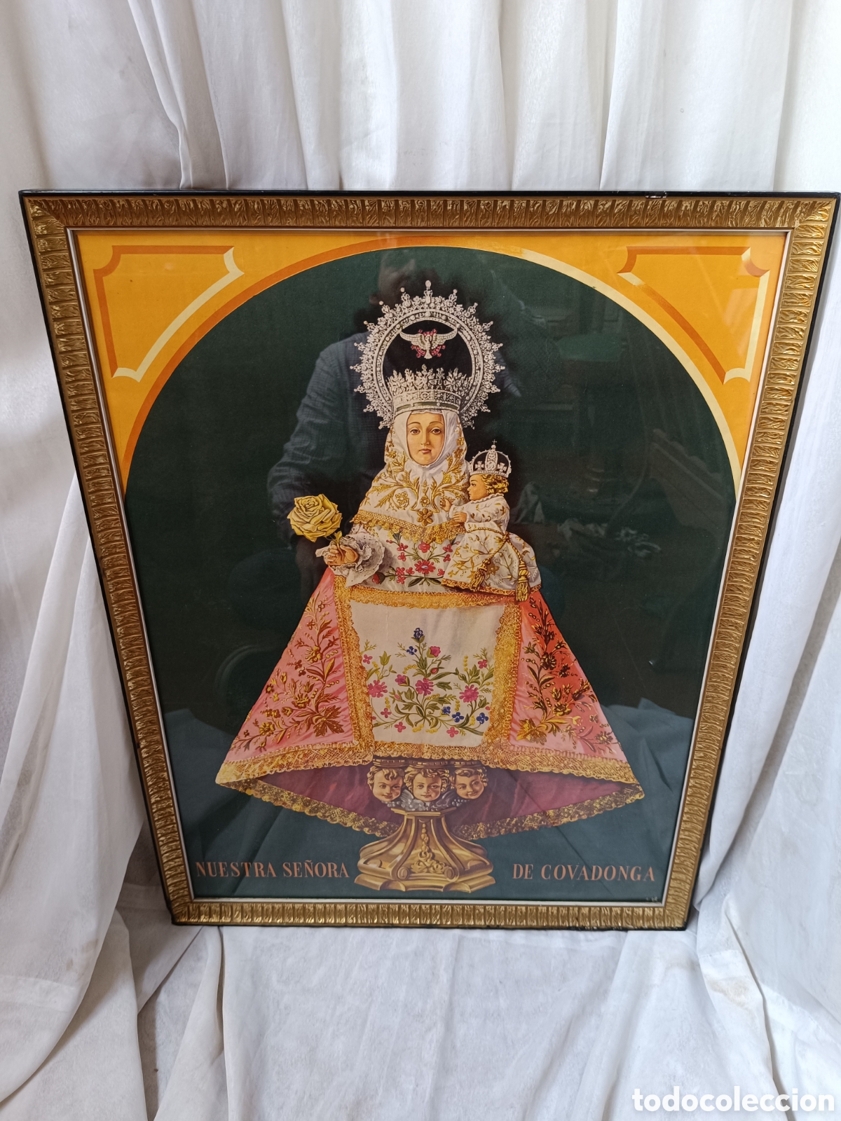 Arte: Cuadro antiguo litograf&iacute;a de la Virgen de Covadonga - Foto 9