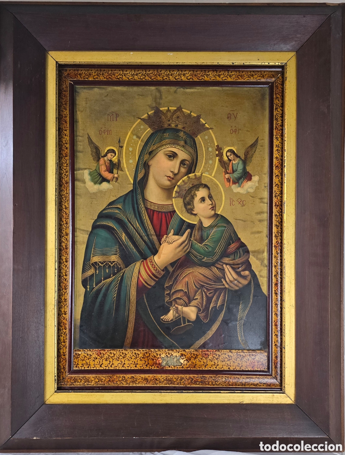 Arte: Enorme Icono Maternidad de la Virgen ortodoxo - Foto 1