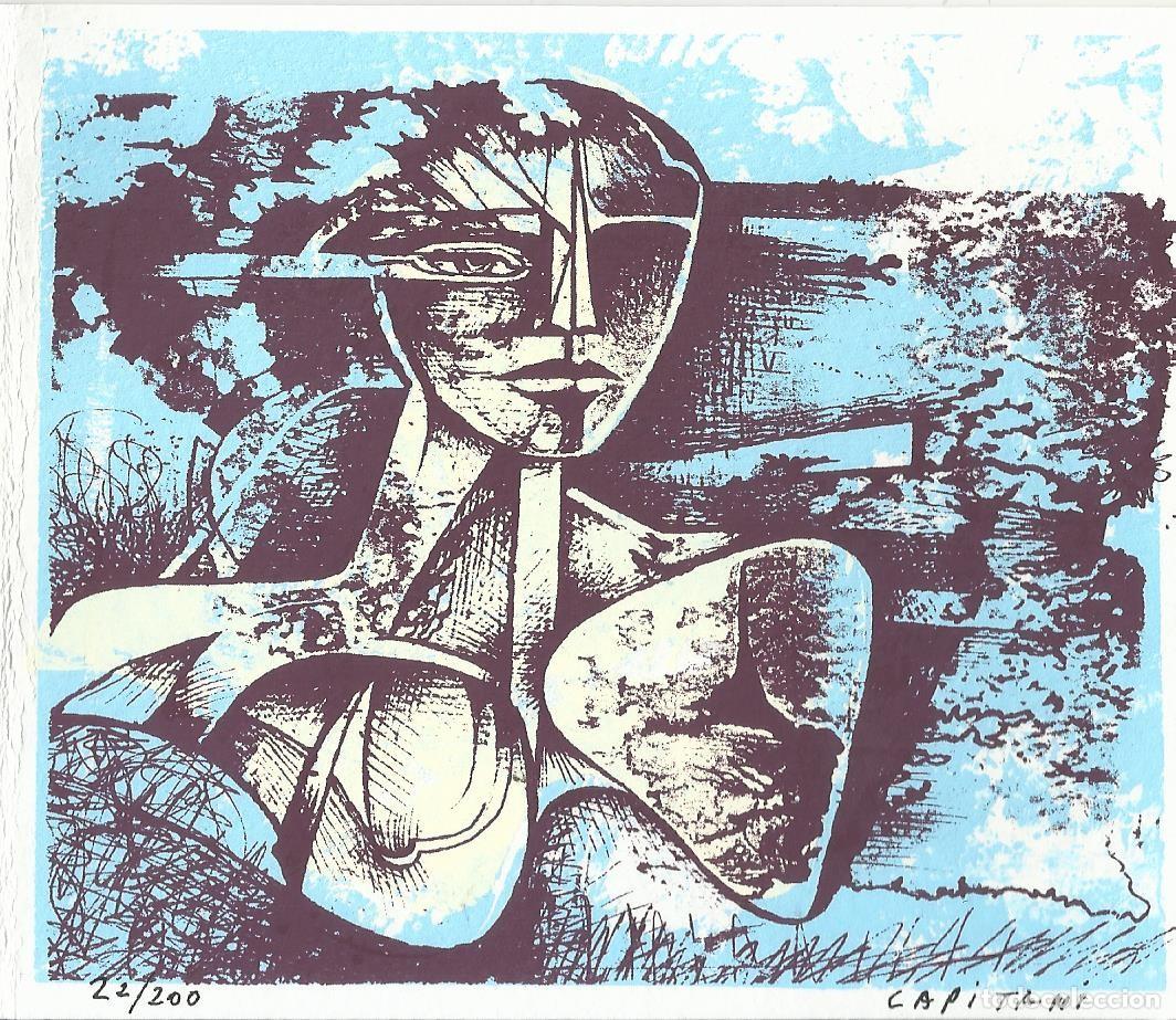 Arte: Serigraf&iacute;a Barcelona. Firmada Raul Capitani. Numerada 22/200. Pell de brau. Salvador Espriu. 1996.