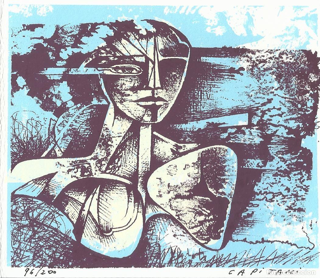Arte: Serigraf&iacute;a Barcelona. Firmada Raul Capitani. Numerada 96/200. Pell de brau. Salvador Espriu. 1996.