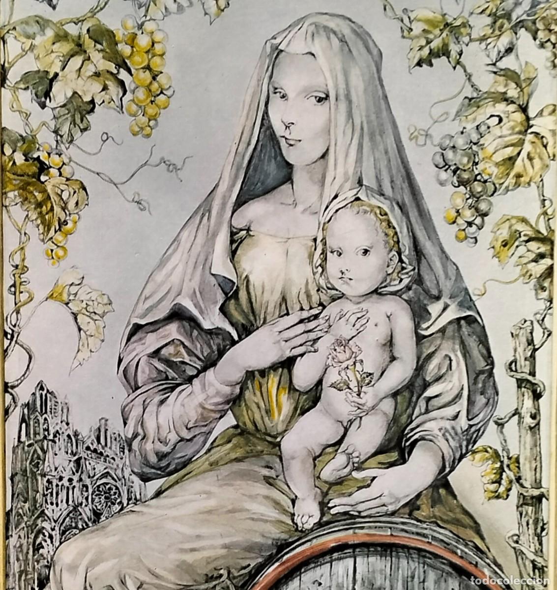 Kunst: FOUJITA POSTAL NAVIDAD 1959 DIPTICO PARA CHAMPAN MUMM, FRANCIA,REIMS.