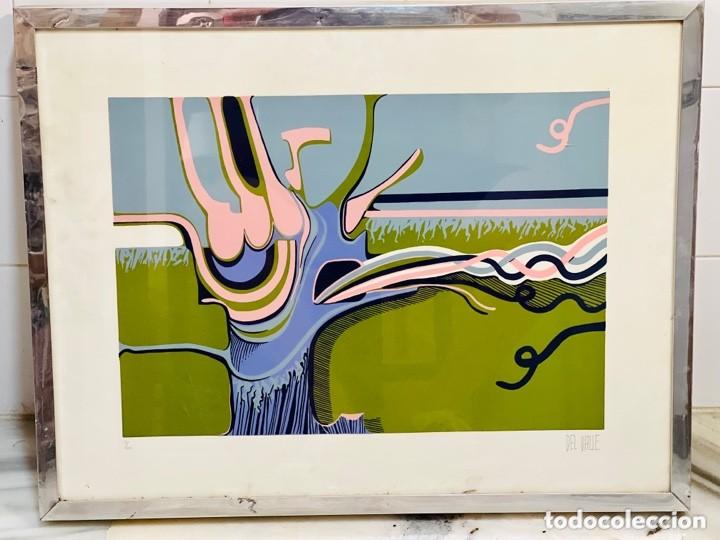 Arte: Serigraf&iacute;a abstracta firmada DEL VALLE. Edici&oacute;n 13/100. Enmarcada